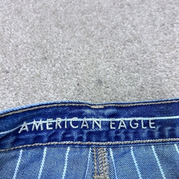American Eagle Outfitters Mom Jeans Blue White Striped Pockets Size 2 - Picture 8 of 13